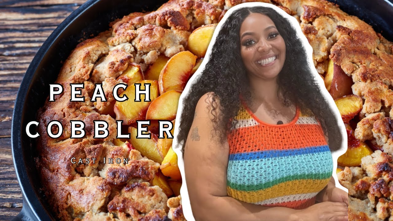 SOUTHERN PEACH COBBLER IN A CAST IRON | QUICK & EASY RECIPE