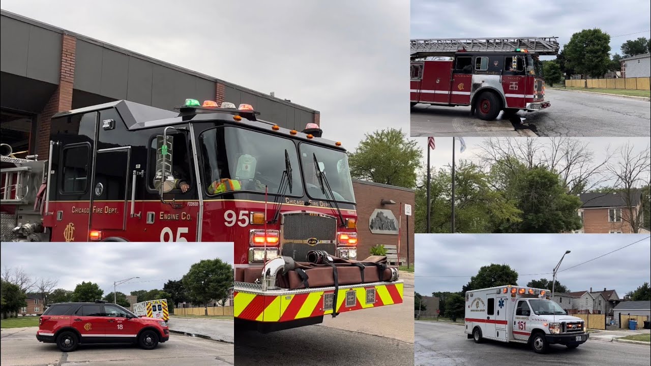 Chicago fire department E95 T26 B18 A151 responding