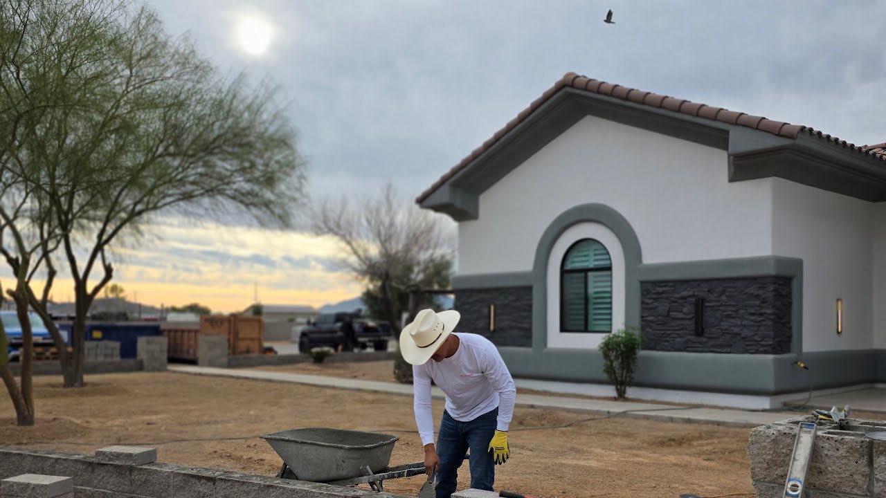 instalando tapas split face #construction #contratista #albañil #phoenix