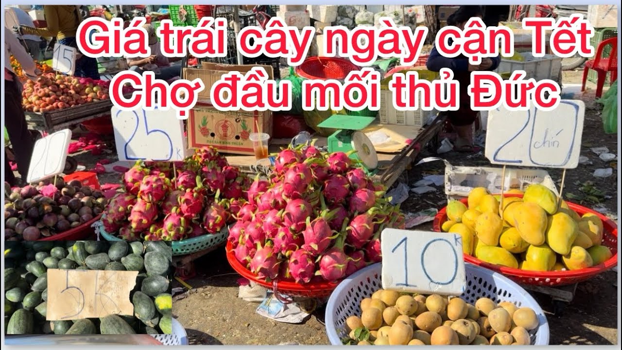 Chợ đầu mối thủ Đức giá bán lẻ trái cây ngày cận Tết dưa hấu 5k /1kg