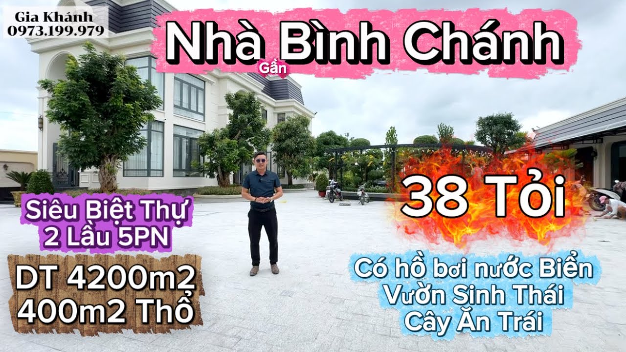 Siêu Biệt Thự Sinh Thái Nghĩ Dưỡng . 4200m2 đầy đủ công trình hồ bơi vườn cây ăn trái . 38 tỉ TLCC.