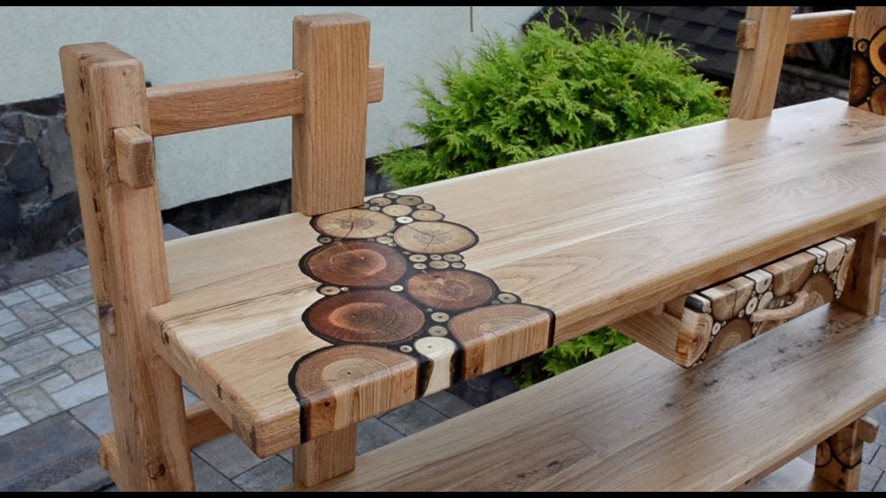Oak bookshelves with inlay