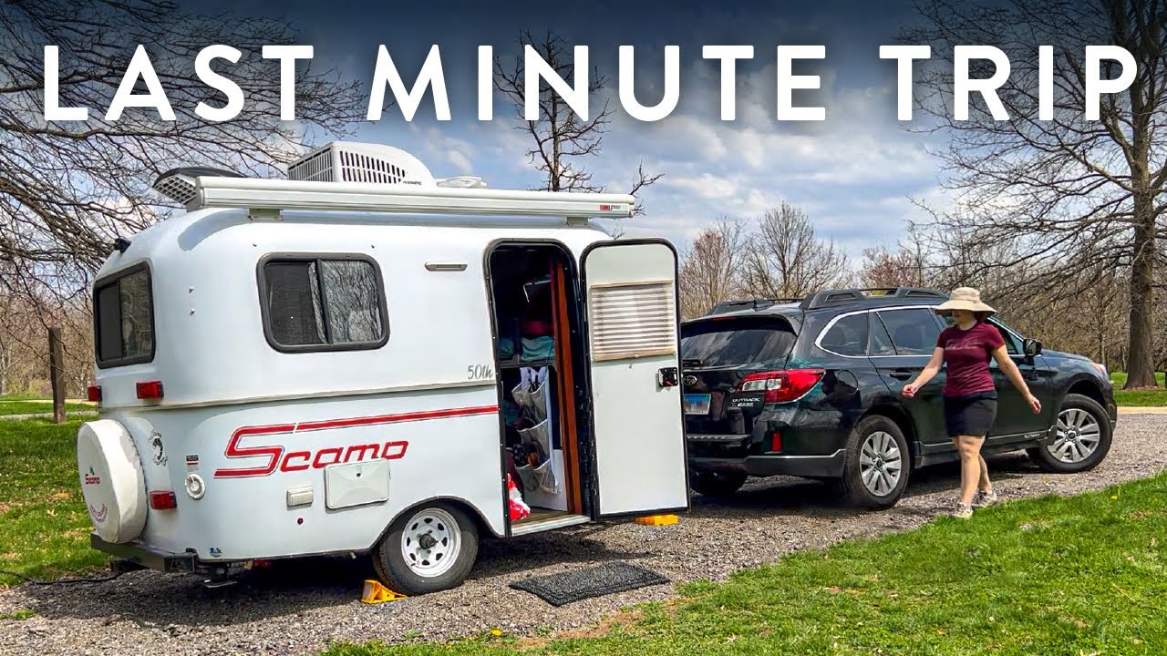 LAST MINUTE CAMPING WHILE COMPLETELY UNPREPARED! // Dewinterize the 13 ft Scamp Trailer // Cemetery!