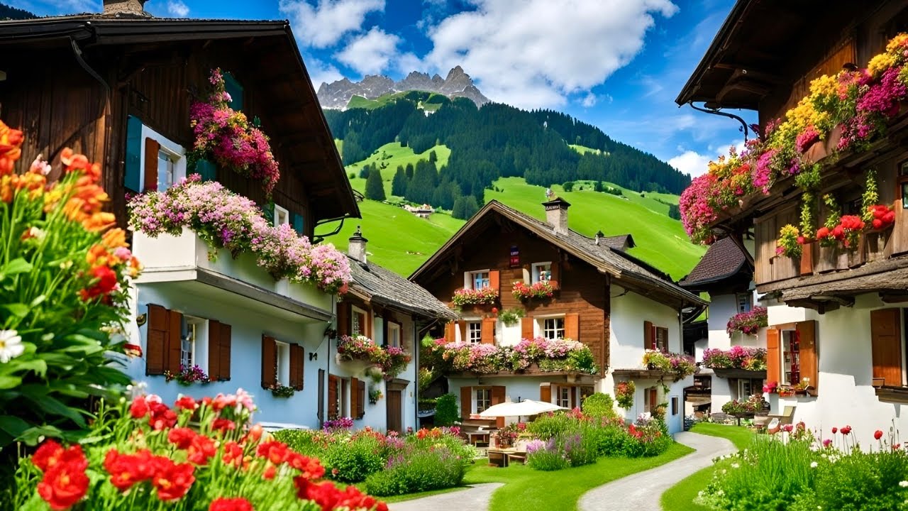 Stechelberg , Famous Village In Switzerland🇨🇭Swiss Countryside Walking Tour_ Lauterbrunnen Valley