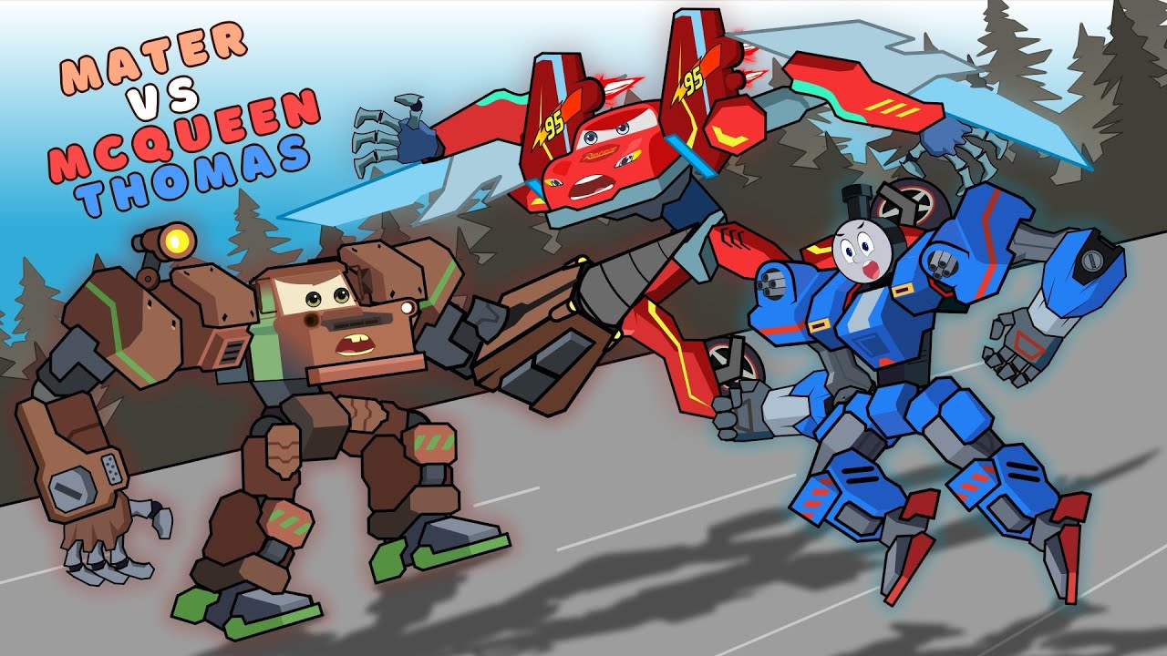 Mecha Mater VS McQueen and Thomas #soloanimation