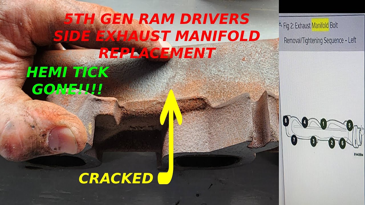 2019 Ram 5th Generation body style Driver side left exhaust manifold replacement Hemi Tick repair