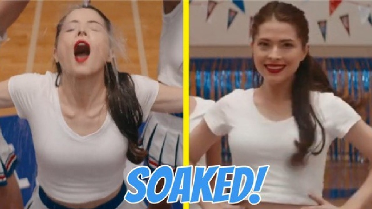 Cheerleader Gets Soaked!