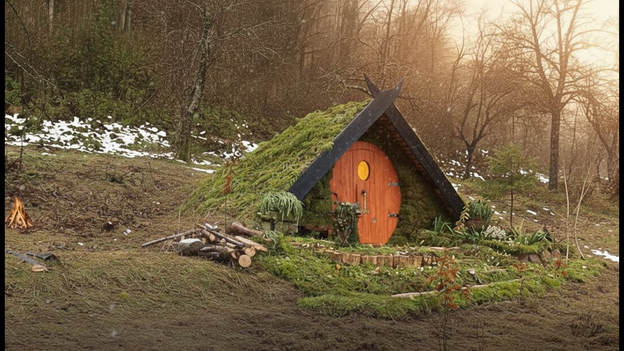 Construktion of a  stone DUGOUT  ALONE in the FOREST