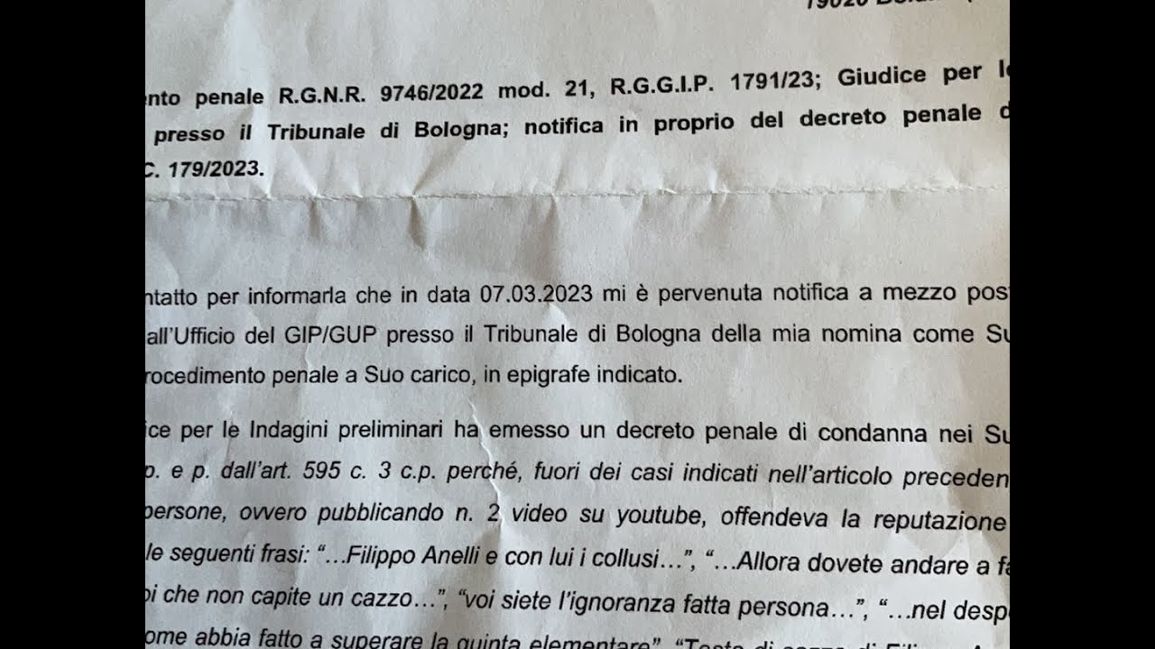 Il decreto penale di condanna per la denuncia del PIPPO