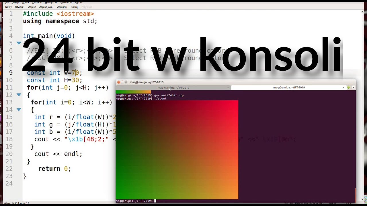 Gradient 24 bit w konsoli