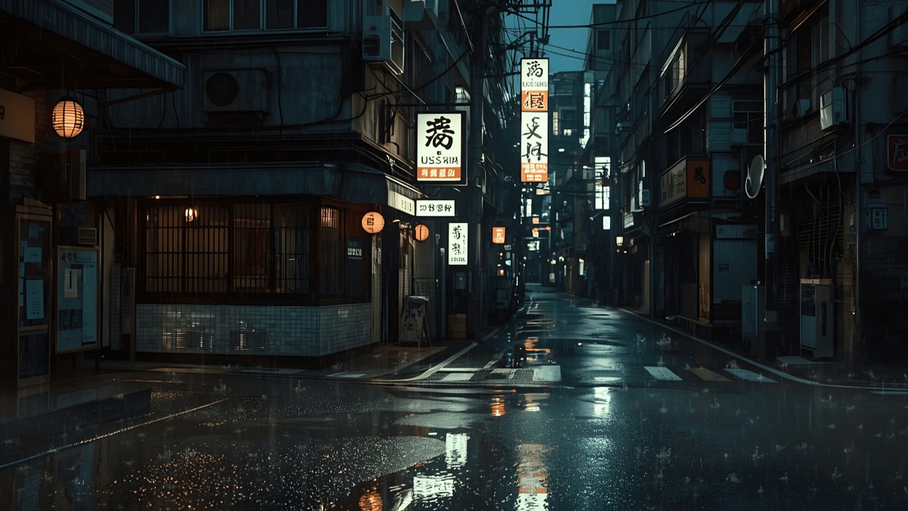 90s Midnight Tokyo Café 🌧️ Soft Rain Lofi for Deep Focus & Sleep