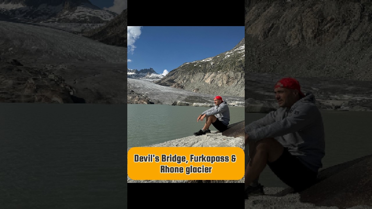 Car trip across Furkapass (Switzerland) - Devil's Bridge and Rhone glacier as main sightseens