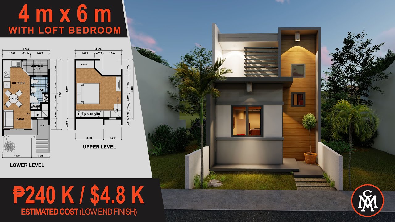 TINY HOUSE DESIGN 4 x 6 M with Loft Bedroom (24 sq.m.)