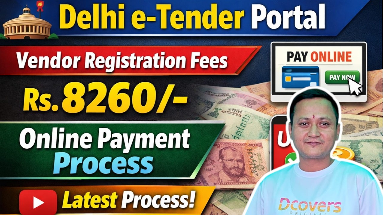 Delhi E-Tender Vendor Registration Fees 8260 Online Payment Process | #dsc_guru2023