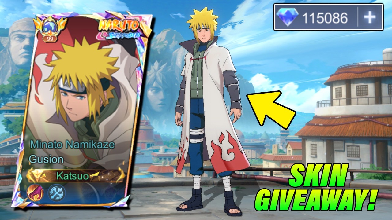FINALLY GUSION MINATO NAMIKAZE SKIN GIVEAWAY IS HERE!! 🔥 + MINATO SOLO RANK GAMEPLAY!! - MLBB