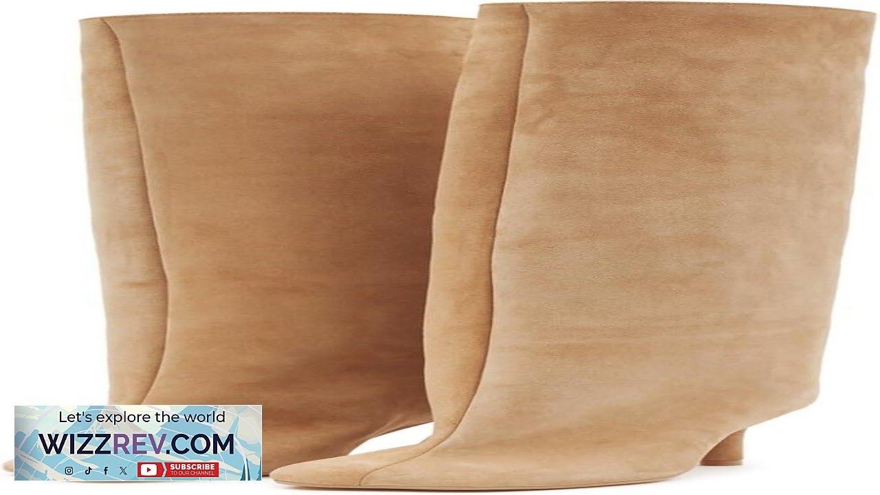 UBWDU Women's Suede Knee High Boots Square Toe Stiletto Heels Wide Calf