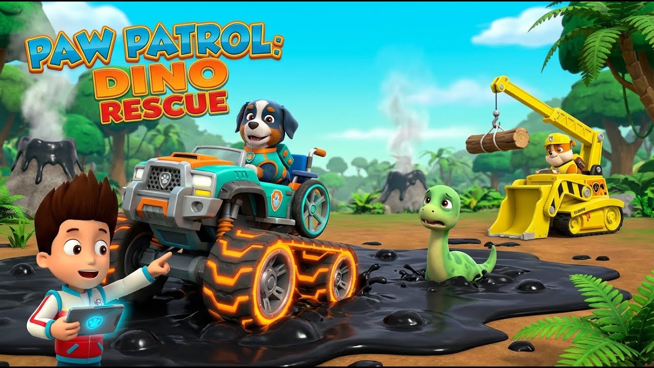 PAW Patrol: Rescue Wheels – The Dino Wilds Tar Pit Rescue! 🦖🛞 | Rex’s Monster Truck vs. Sticky Tar!