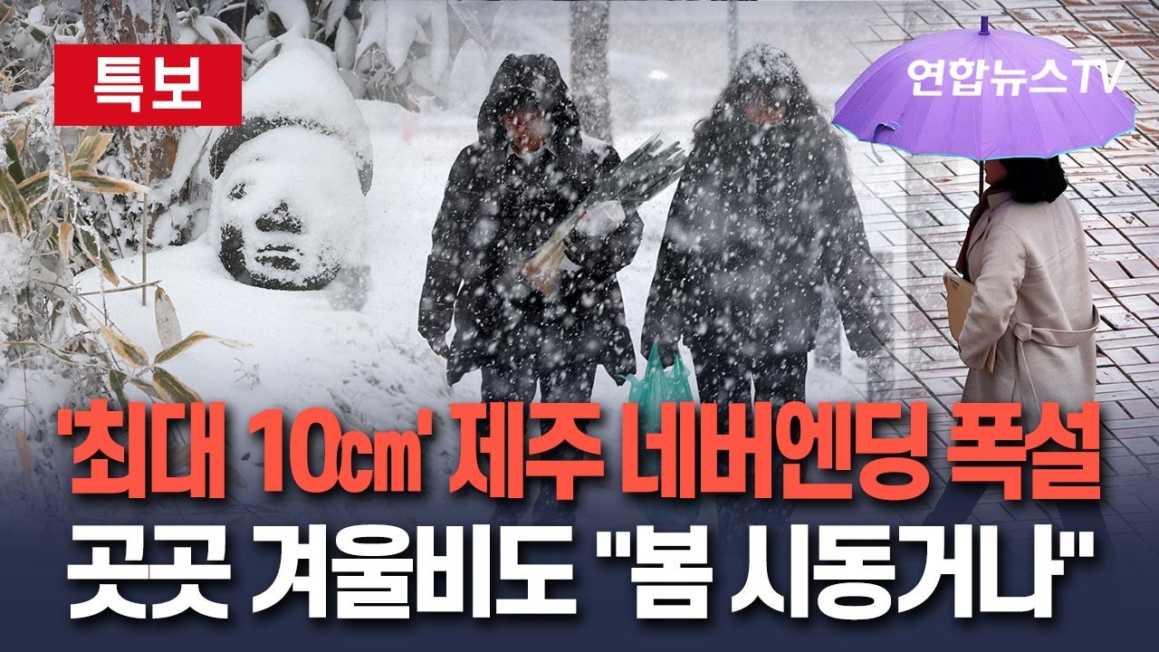 [🔴특보] '최대 10㎝' 지치지도 않는 제주 폭설…대설주의보 발령｜강원 북부·전북 5㎝, 강원 내륙·경남 서부 3㎝ 눈 예보  / 연합뉴스TV(YonhapnewsTV)