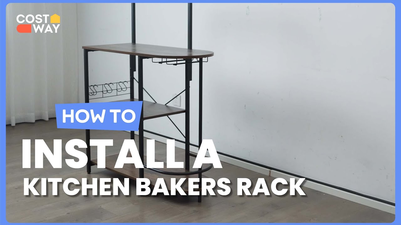 How to Install the 4-Tier Kitchen Bakers Rack with 6 S-Hooks | 41963785 #costway #howto