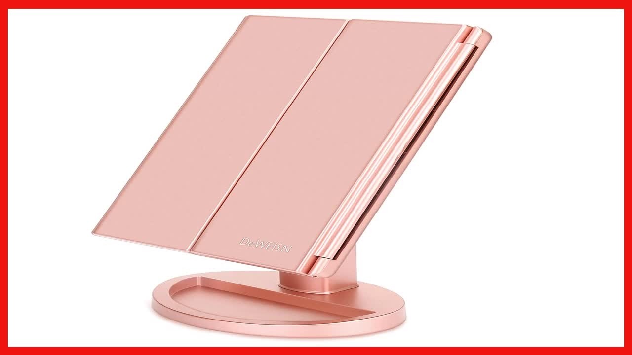 3X Magnification Tri-Fold Lighted Makeup Mirror with 180° Rotation