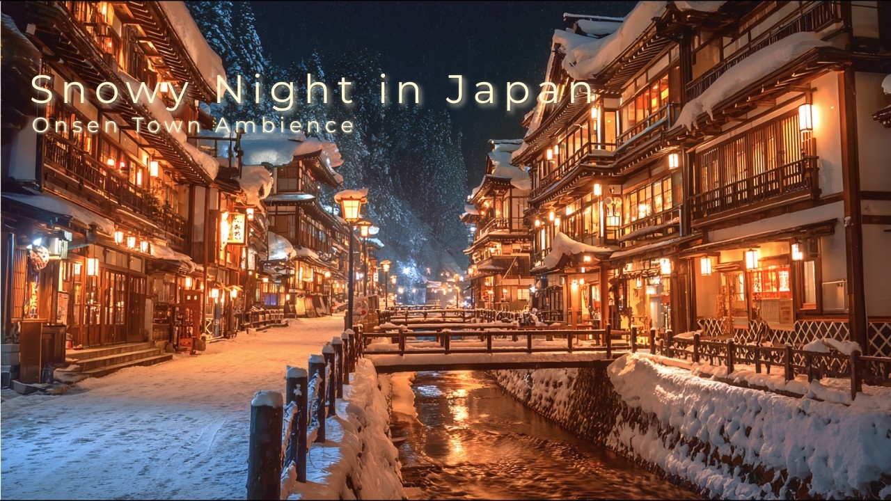 Japanese Lofi HipHop ❄️ Snowy Night in a Traditional Onsen Town [Hot Spring Ambience / 1 HOUR]
