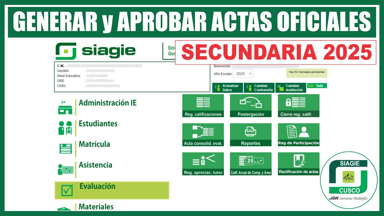Siagie | Proceso CIERRE ANUAL 2025 | Configurar y Aprobar ACTAS OFICIALES de nivel Secundaria 2025