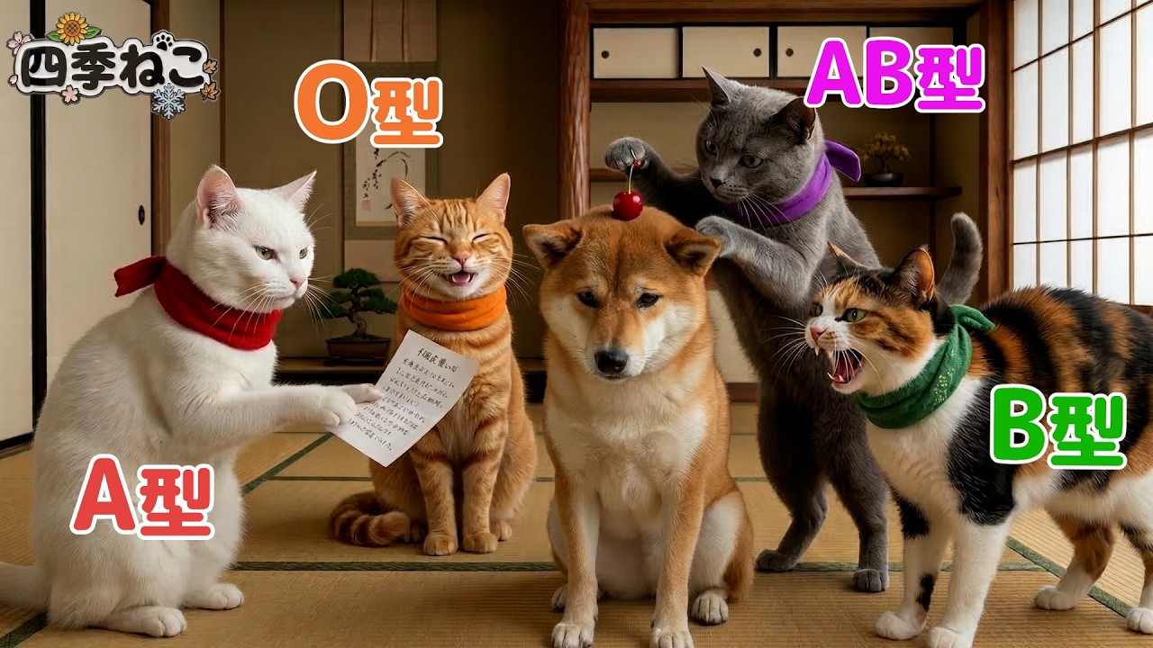 【血液型あるある】 怒った時の反応が違いすぎる🐱💢【四季ねこ】