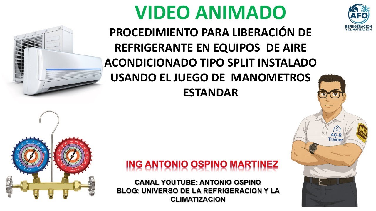 LIBERACION DE REFRIGERANTE EN UNIDAD CONDENSADORA DE AIRE  SPLIT CON EL JUEGO DE MANOMETROS ESTANDAR