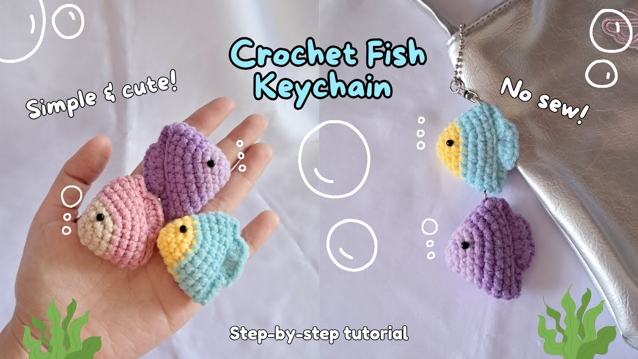 simple no-sew fish crochet keychain | easy crochet tutorial for beginners