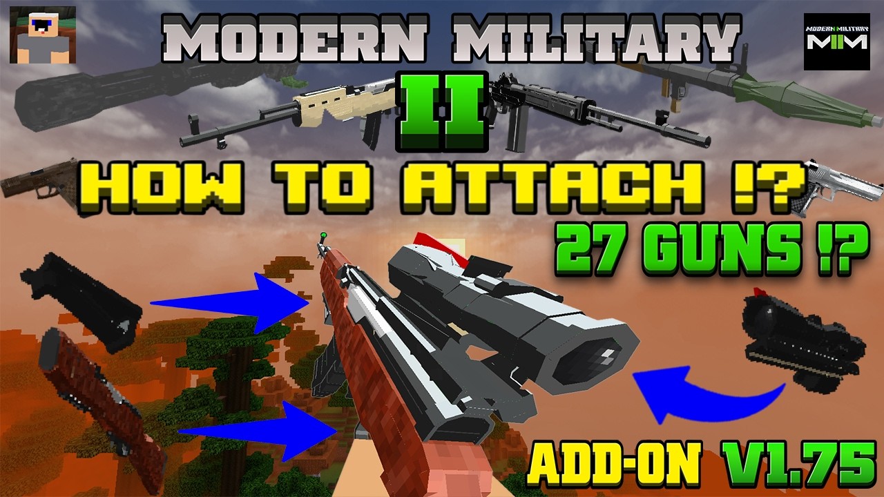 Modern Military 2 Attachment Tutorials! | 3D Guns for Minecraft Bedrock and Mcpe 1.21.60+
