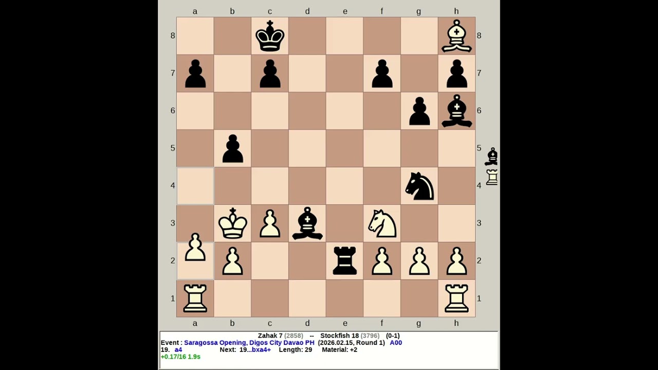 Zahak 7 vs Stockfish 18 | Saragossa Opening #chess