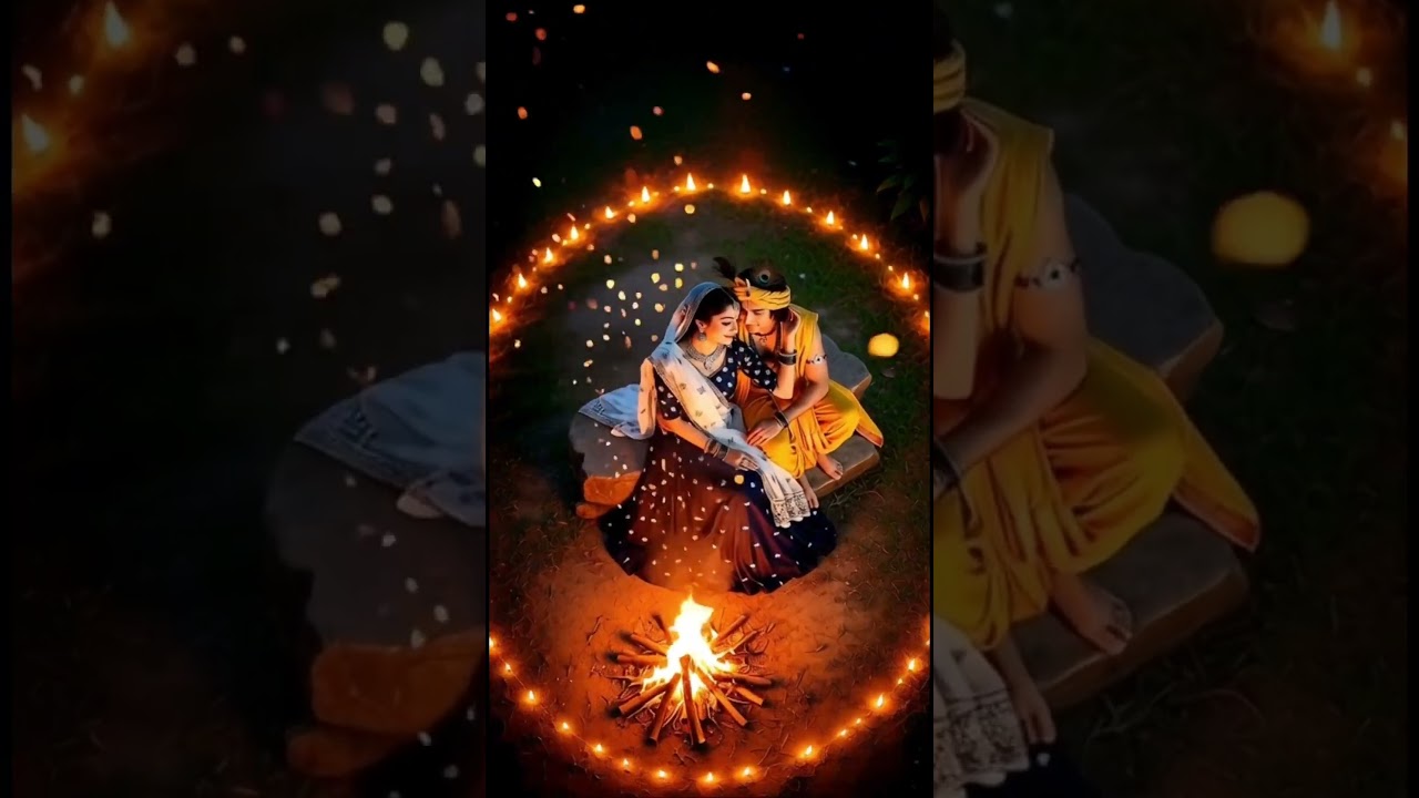 Radha Krishna Divine Love 🔥 | Cinematic Top-Down Descending Shot | Romantic AI Video