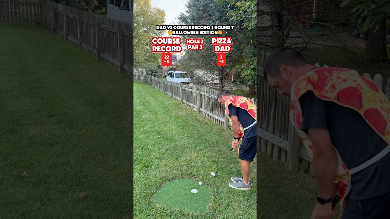 (Hole 2) Pizza Dad vs. Course Record #golfaddict #backyard #golfcourse #golf #golfing #backyardgolf