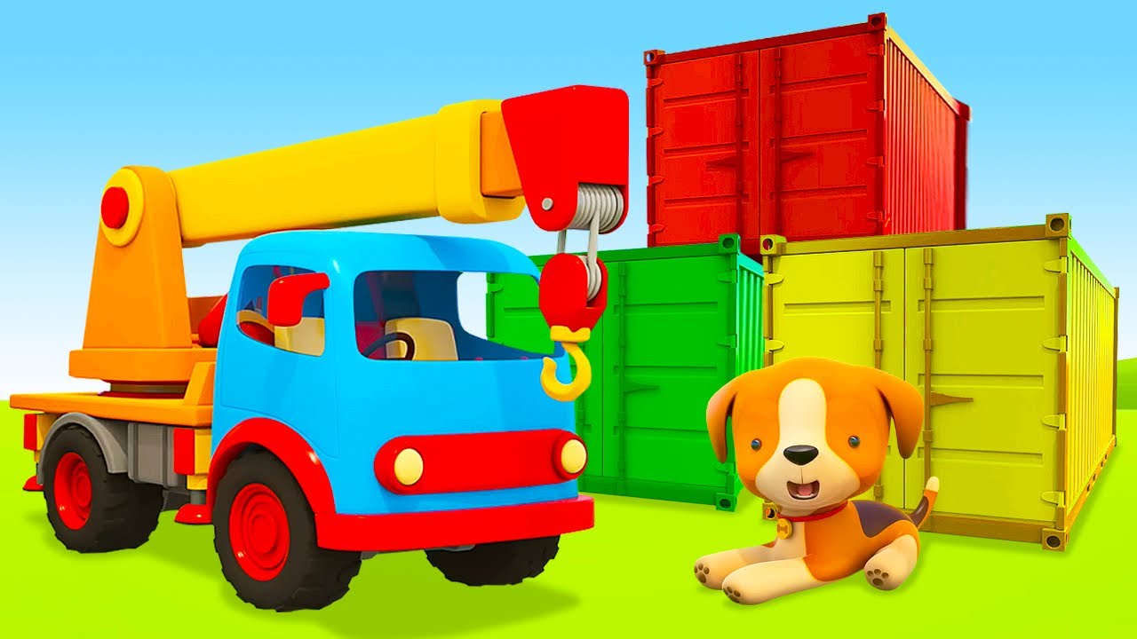 Cartoon f&uuml;r Kleinkinder. Der kleine Hund und die Container | Die Helfer Autos