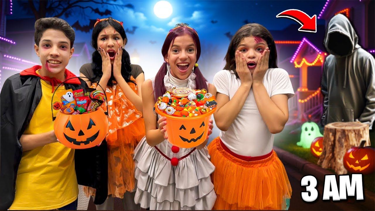 Fomos ￼pedir doces de Halloween no condomínio as 3 horas da manhã* e descobrimos isso ￼￼