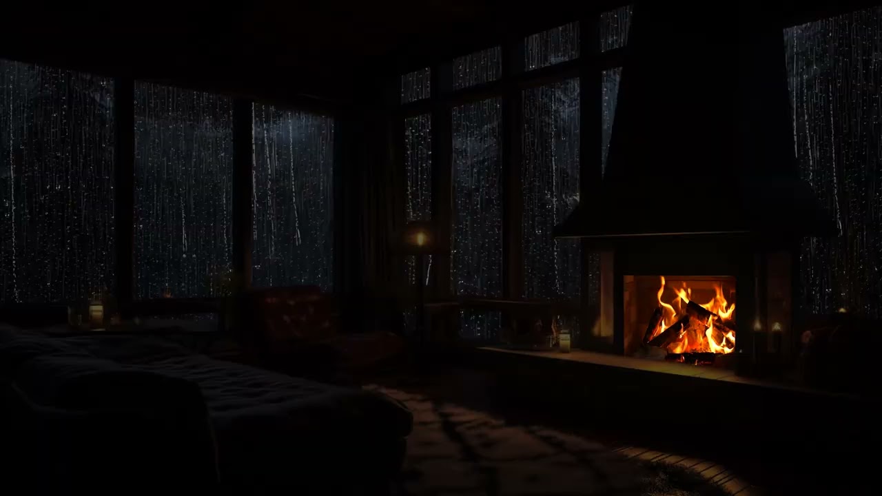 Fall Into Deep Rest Tonight 🌙 Calming Rain and Fireplace Sounds for Stress-Free Sleep