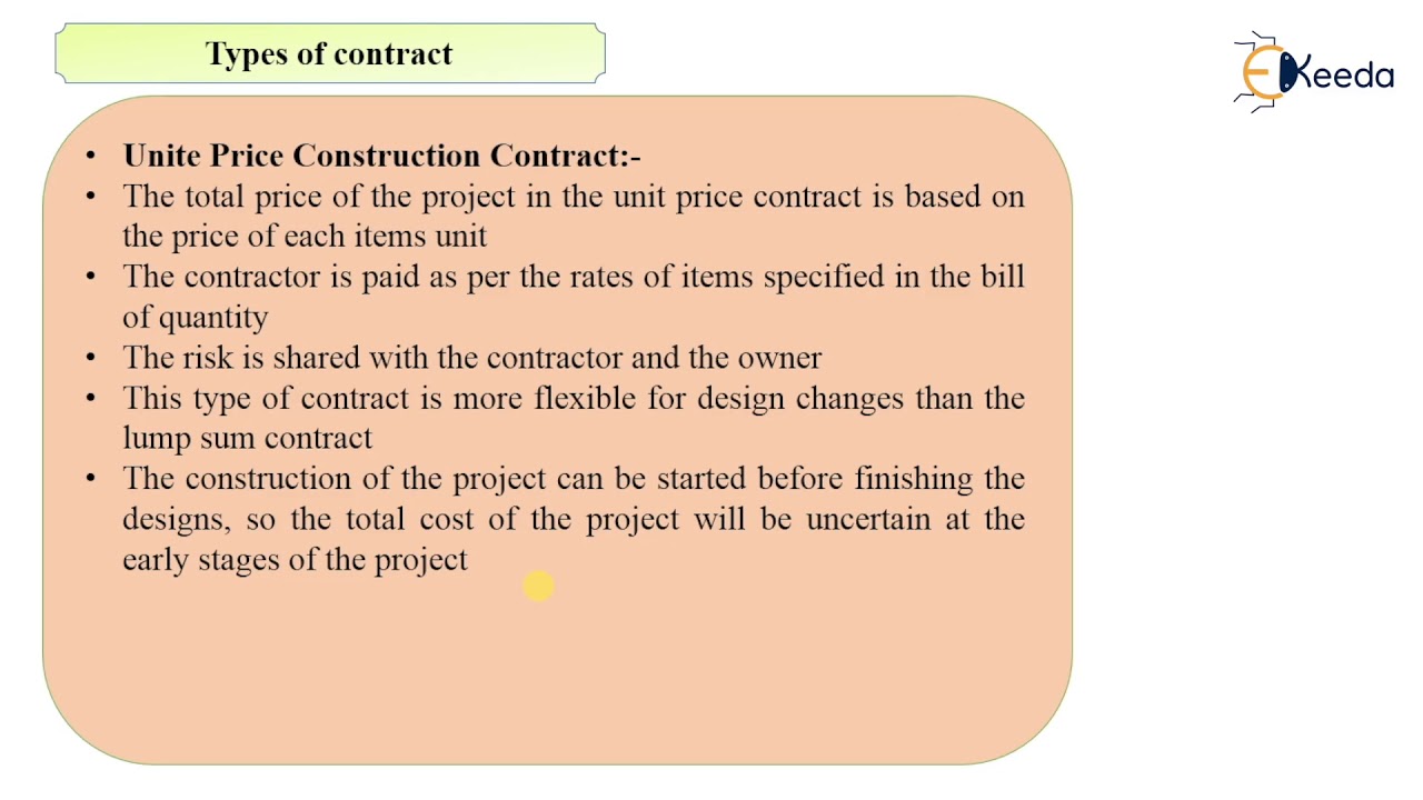 Types of Contract - Tenders and Contracts - Quantity Survey Estimation and Valuation