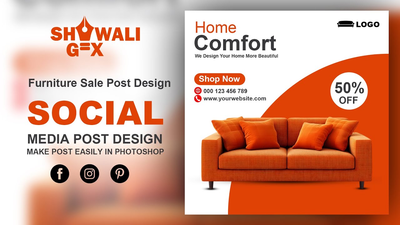 How to Create Furniture Sale Offer Ad in Photoshop | Social Media Post Design | #Photoshop design