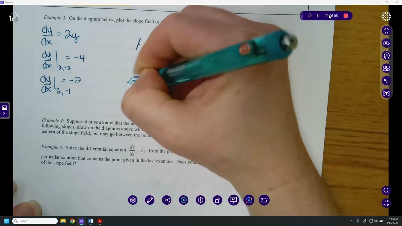 AP Calculus 7.1(6.1) Slope Fields and Separation of Variables