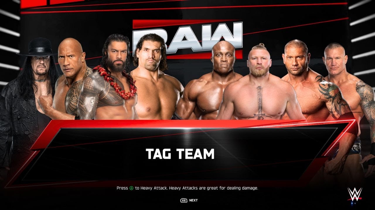 Roman Reigns The Rock Undertaker The Great Khali vs Bobby Lashley Brock Lesnar Batista Randy Orton