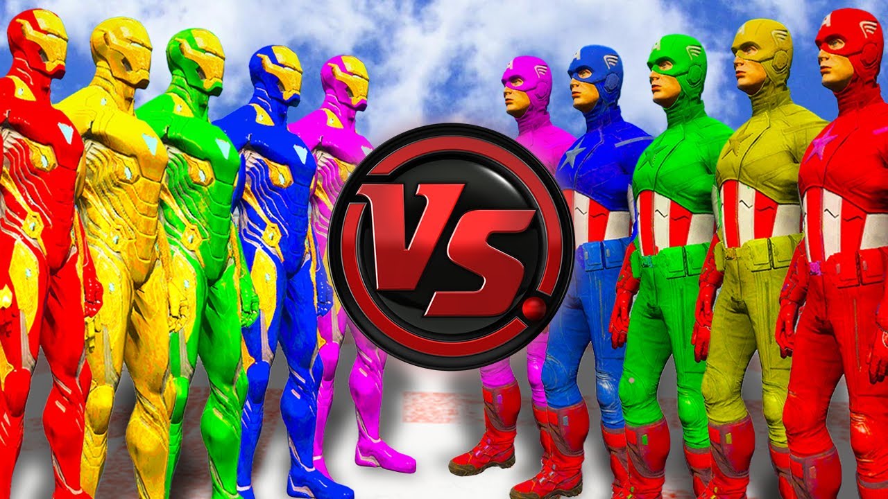 WHO WINS in EPIC COLOR BATTLE Iron Man vs Captain America