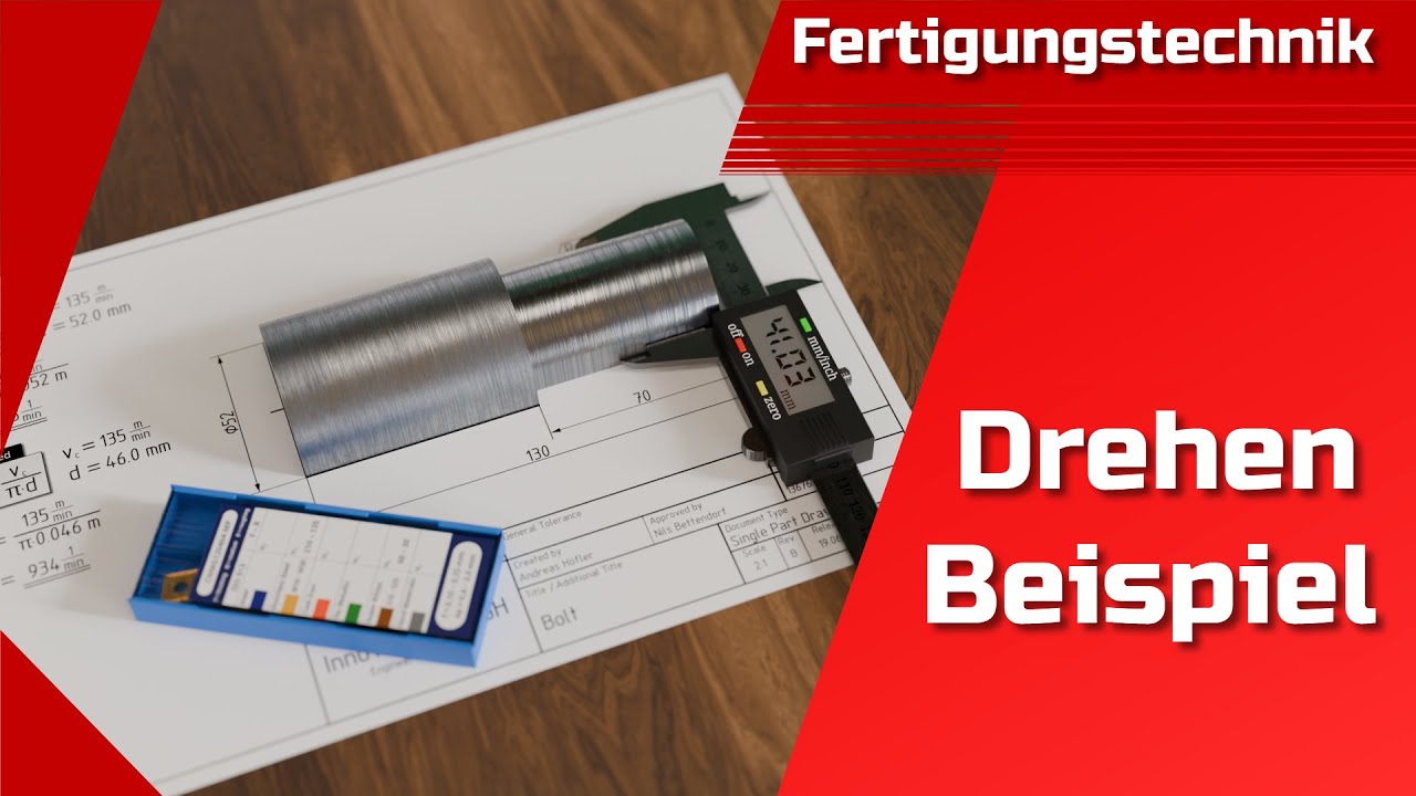 Berechnung der Schnittdaten beim Drehen (Drehzahl, Vorschub, Schnitttiefe, theoretische Rautiefe)