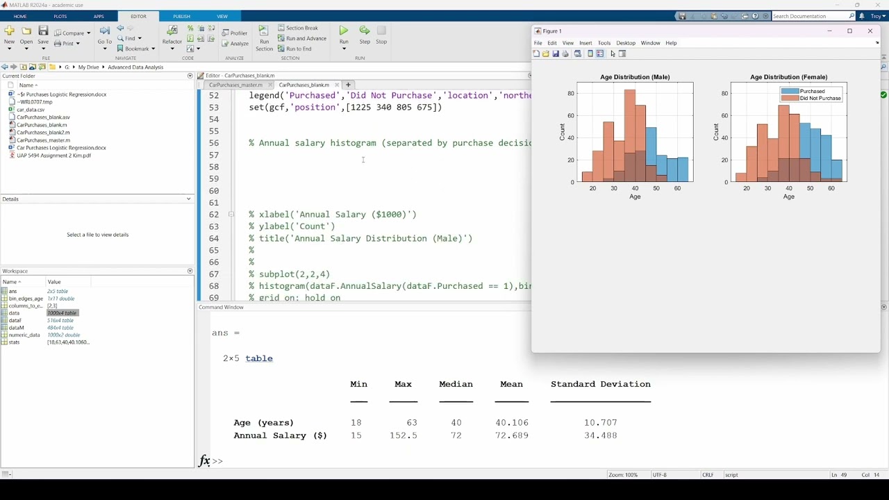 Бинарная логистическая регрессия в MATLAB, часть 1: Исследование данных