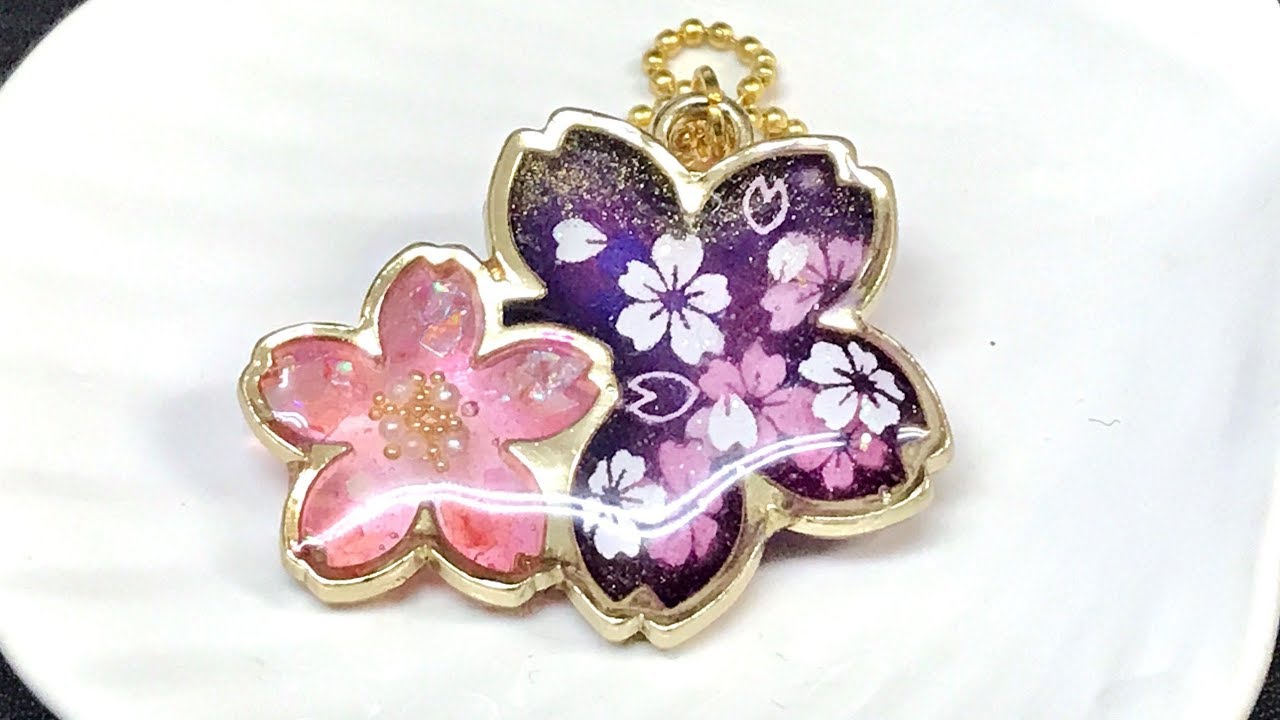 【UVレジン 100均】大人可愛い桜キーホルダー作ってみました！   resin