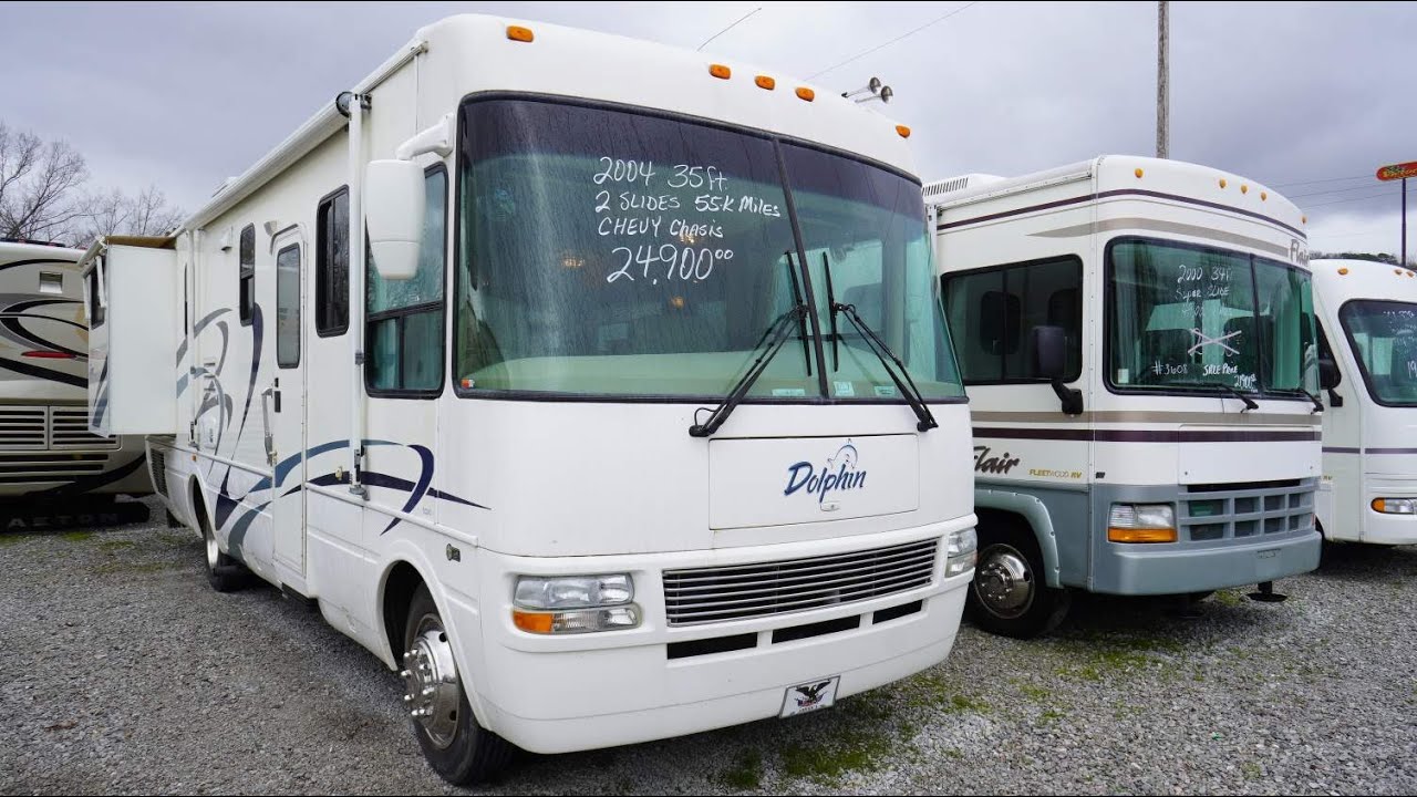 SOLD! 2004 National Dolphin 5320 Class A Gas, 2 Slides, All Steel Duraframe, Workhorse, $24,900
