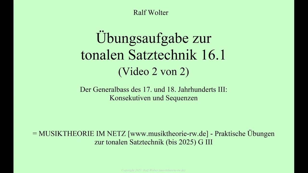 Übungsaufgabe zur tonalen Harmonik 16.1 (Video 2 von 2)