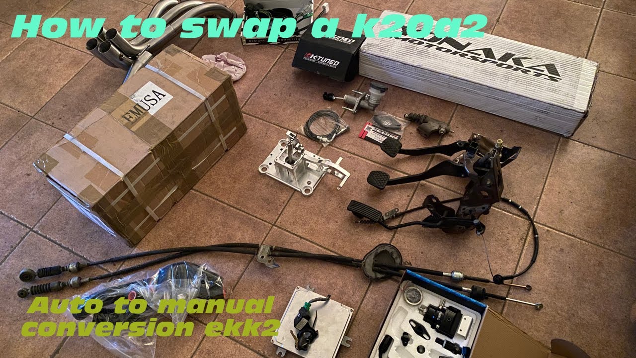 Honda Civic k20a2 ekk2 crate swap part 1 (auto to manual conversion)