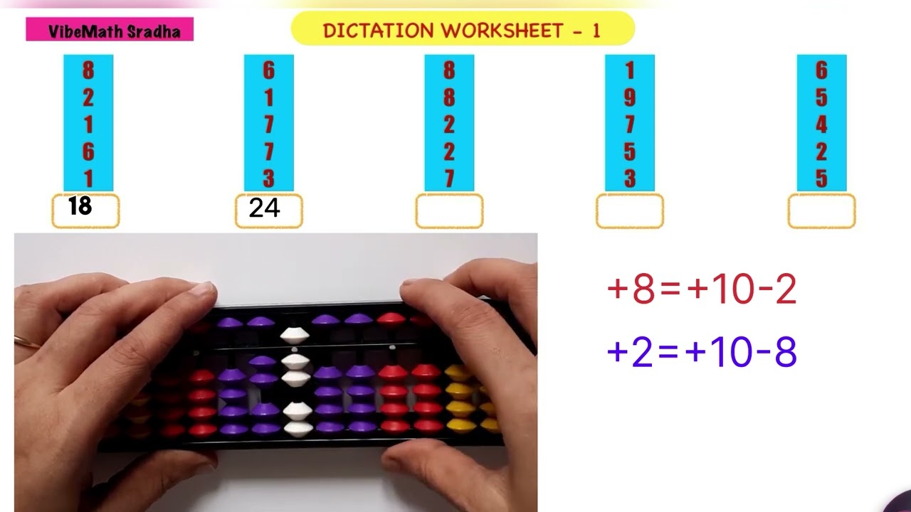 Steps to improve calculation using abacus tool with 3 dictation worksheets 👆👍 😍