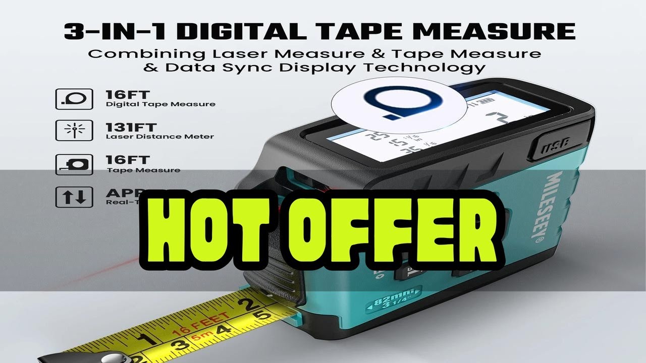 MiLESEEY DT20 Laser Tape Measure 40m 130ft Digital Reading Tape measure Rechargeable Measurement To