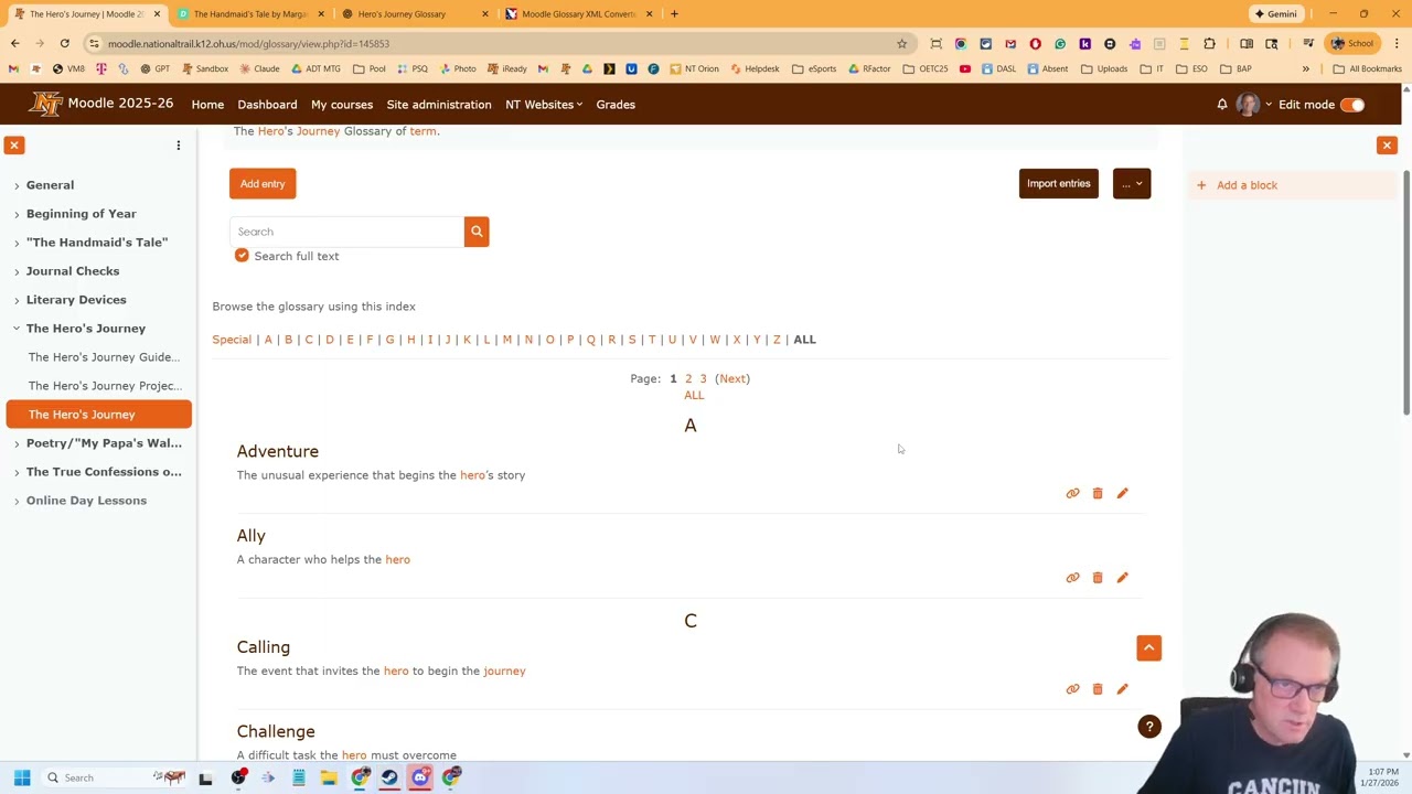 Создание и импорт глоссария Moodle